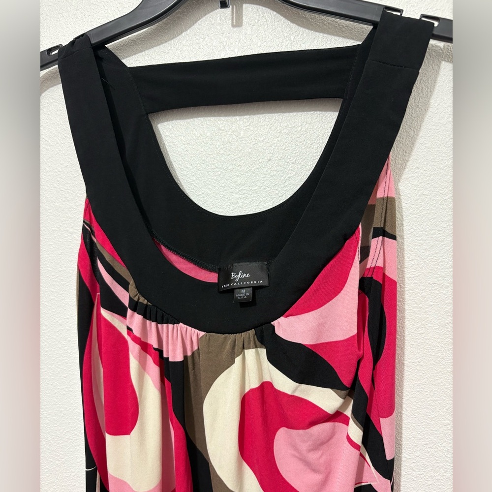 Byline California Sleeveless Straps Top Colorful Blouse Summer Happy Size M - Picture 2 of 3